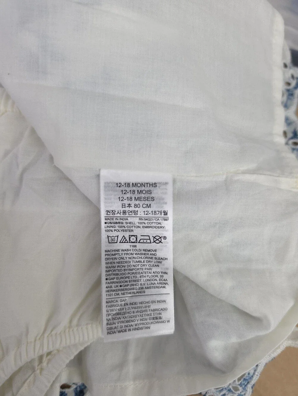 Gap × LoveShackFancy Baby Floral Eyelet Dress in White and Blue Floral Print